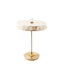 Mocha Check LED Rechargeable Disk Table Lamp