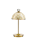 Mocha Check LED Rechargeable Dome Table Lamp