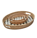 Courtly Check Small Enamel & Rattan Serving Tray