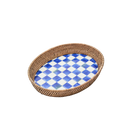 Royal Check Large Enamel & Rattan Serving Tray