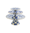 Royal Check Enamel Pedestal Platter - Large
