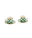 Emerald Check Espresso Cup & Saucer Set