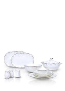 Wanelli Tiffany Platin Beyaz Bone China 60 Parça 12 Kişilik Yemek Takımı