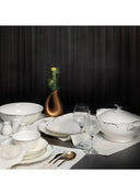 Wanelli Tiffany Platin Beyaz Bone China 60 Parça 12 Kişilik Yemek Takımı